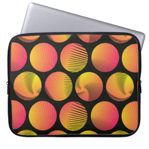 graphic circles seamless pattern in orange fire sh laptop sleeve