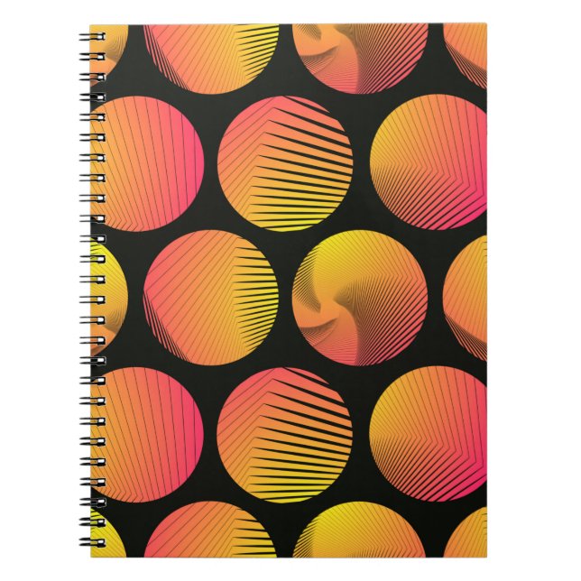 graphic circles seamless pattern in orange fire sh notebook (Front)