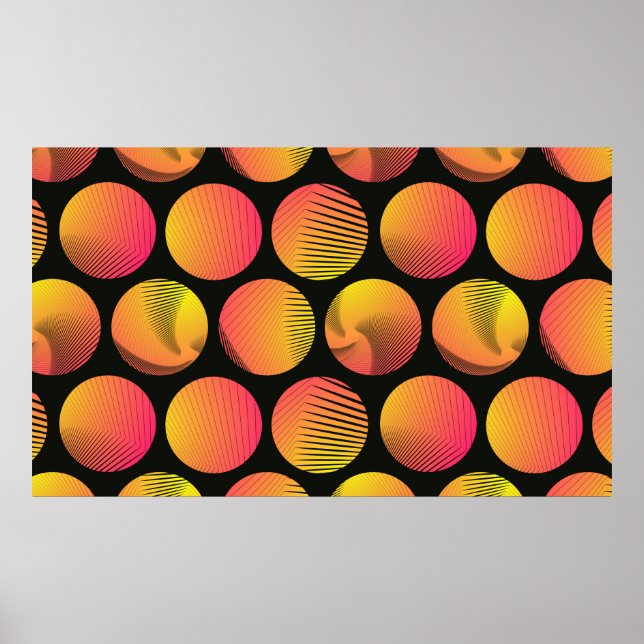 graphic circles seamless pattern in orange fire sh poster (Front)