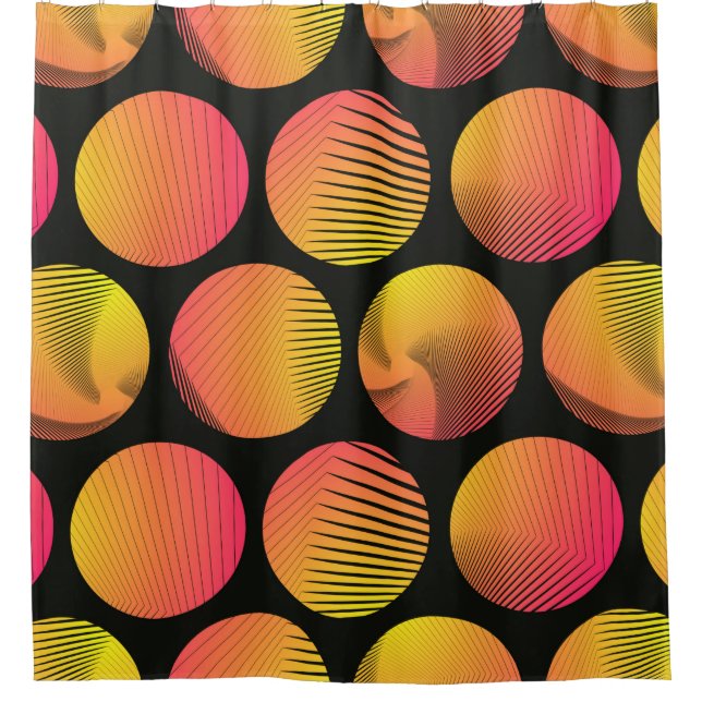 graphic circles seamless pattern in orange fire sh shower curtain (Front)