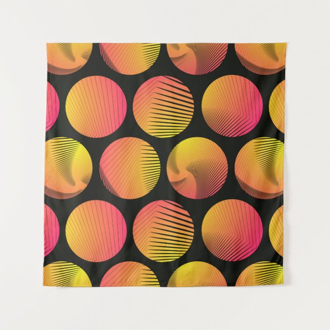 graphic circles seamless pattern in orange fire sh tapestry (Front)
