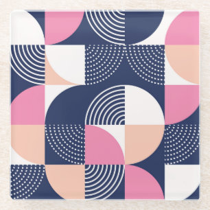 Graphic Circles Vintage Seamless Pattern Glass Coaster