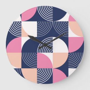 Graphic Circles Vintage Seamless Pattern Large Clock