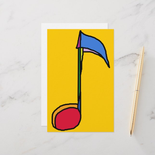 Graphic Colourful Music Note Stationery (Front/Back In Situ)