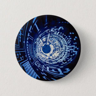 Graphic computer circuit tunnel 6 cm round badge