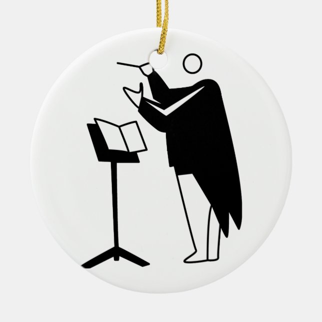 graphic conductor and stand black ceramic tree decoration (Front)