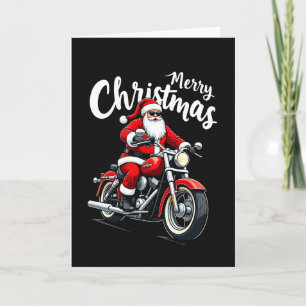 Graphic Cool Santa on Chopper Merry Christmas Card