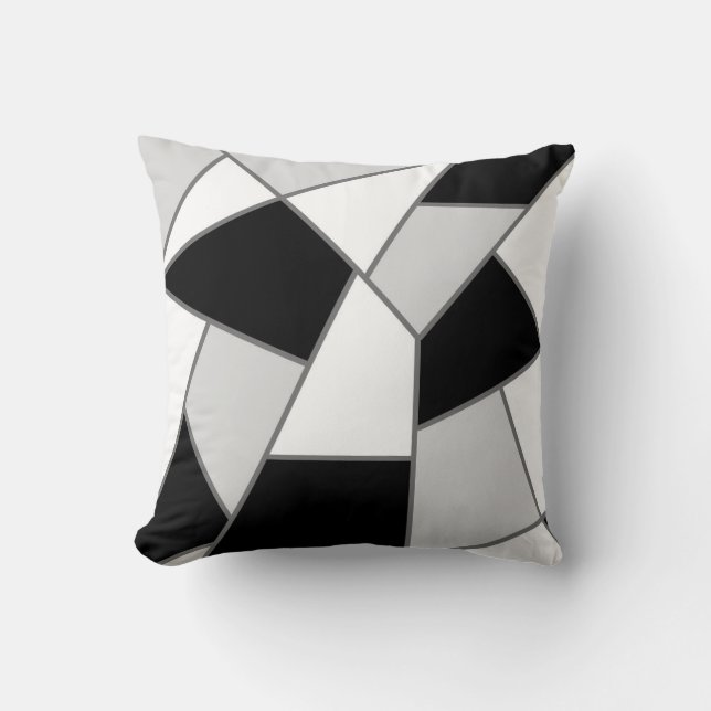 graphic design, black and white, black grey white  cushion (Front)