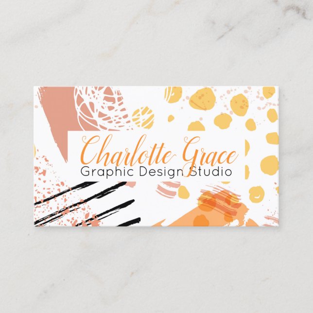 Graphic Design Brush Stroke (Orange) Personalised Business Card (Front)