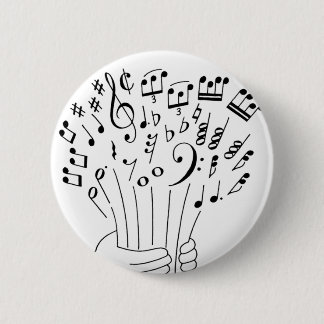 Graphic design : flowers of musical notes - 6 cm round badge