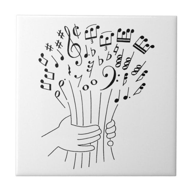 Graphic design : flowers of musical notes - ceramic tile (Front)