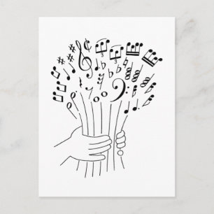 Graphic design : flowers of musical notes - postcard