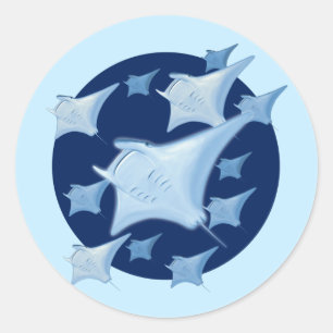 Graphic Design Manta Ray Lover Classic Round Sticker