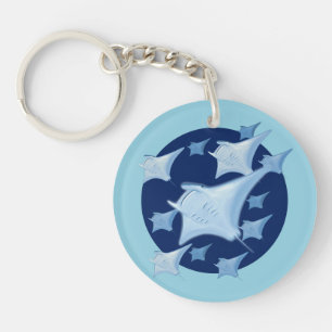 Graphic Design Manta Ray Lover Key Ring