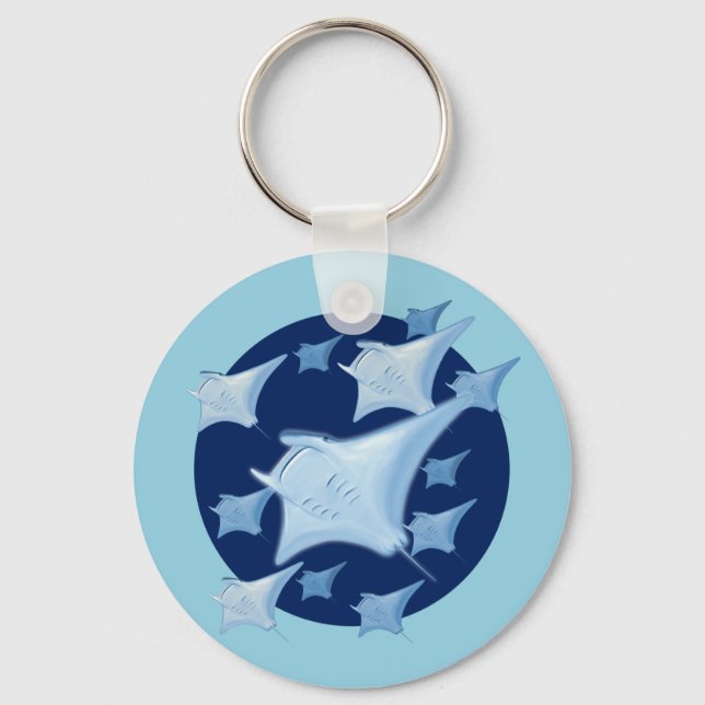 Graphic Design Manta Ray Lover Key Ring (Front)