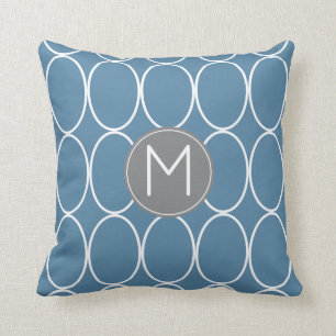 Graphic Design Monogram Blue and Grey Cushion
