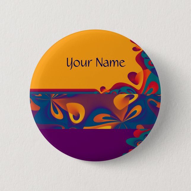 Graphic Design Pattern - violet orange + your text 6 Cm Round Badge (Front)