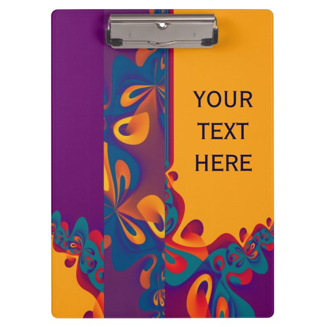 Graphic Design Pattern - violet orange + your text Clipboard (Front)