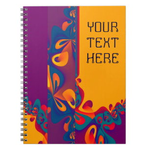 Graphic Design Pattern - violet orange + your text Notebook