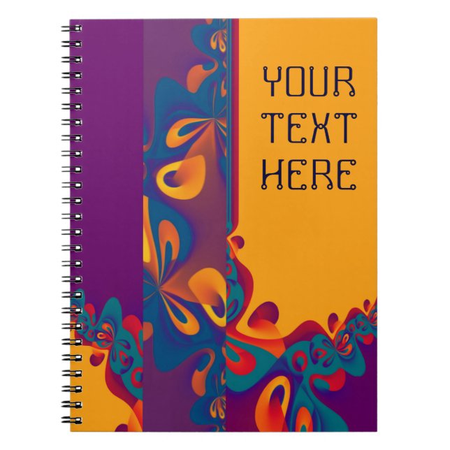Graphic Design Pattern - violet orange + your text Notebook (Front)