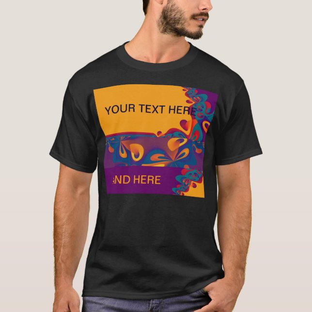 Graphic Design Pattern - violet orange + your text T-Shirt (Front)