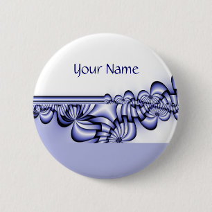Graphic Design Pattern - white blue + your text 6 Cm Round Badge