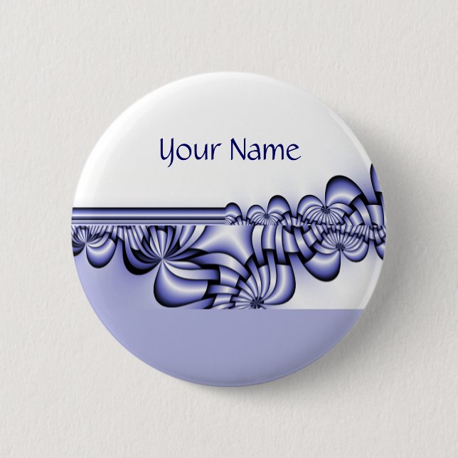 Graphic Design Pattern - white blue + your text 6 Cm Round Badge (Front)
