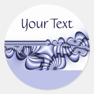 Graphic Design Pattern - white blue + your text Classic Round Sticker