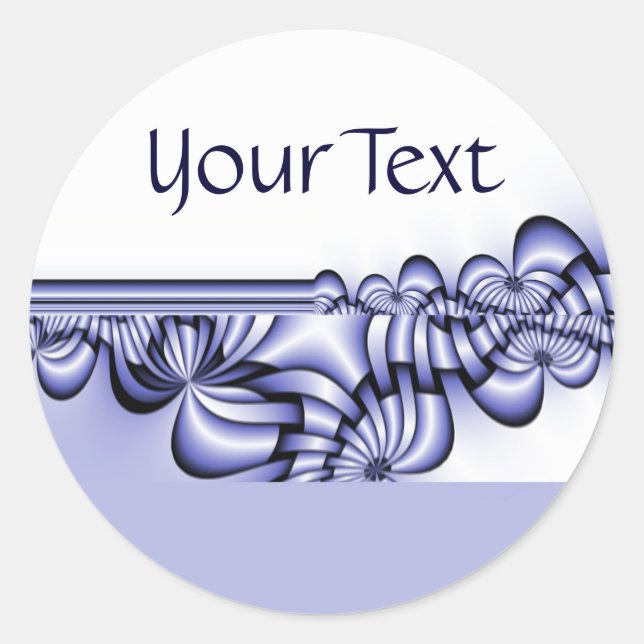 Graphic Design Pattern - white blue + your text Classic Round Sticker (Front)