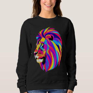 Graphic Design tee with Lion Head, Bold Colors, Un