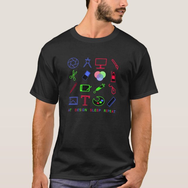 Graphic Design Tools With RGB Theme T-Shirt (Front)