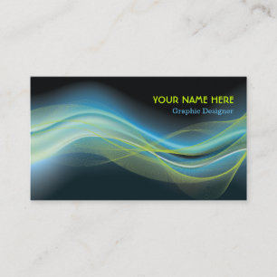 Graphic Designer Business Card blue lime wave