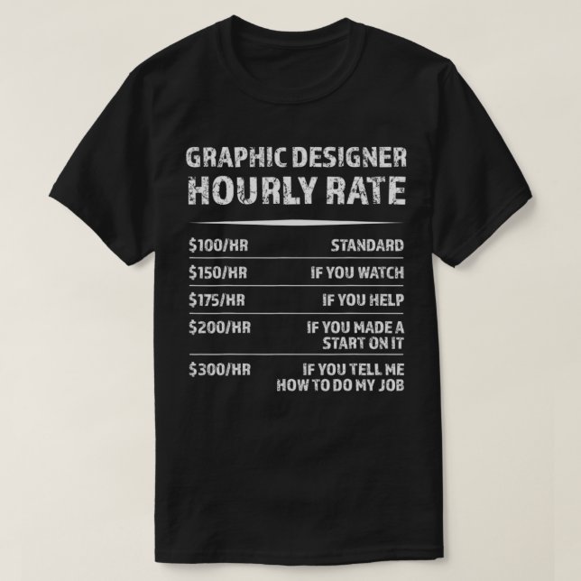 Graphic Designer Hourly Rate  Funny Digital Design T-Shirt (Design Front)
