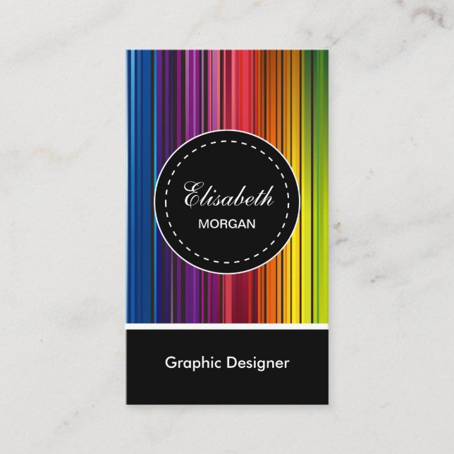 Graphic Designer - Modern Colourful Stripes Business Card (Front)