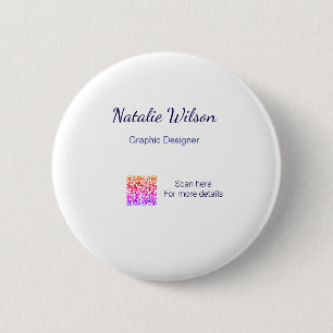 Graphic designer name scan QR code details profess 6 Cm Round Badge