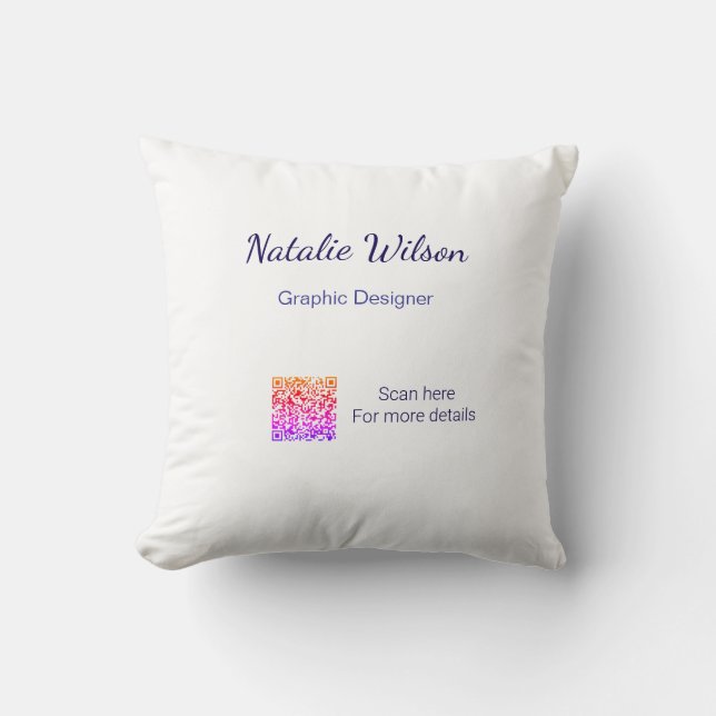 Graphic designer name scan QR code details profess Cushion (Front)