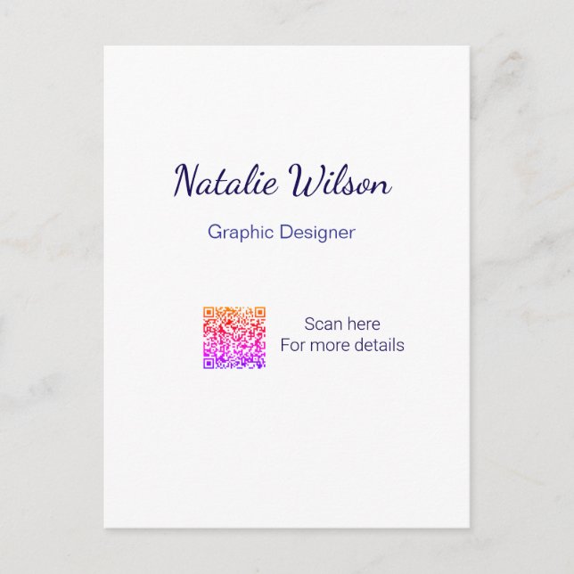 Graphic designer name scan QR code details profess Postcard (Front)