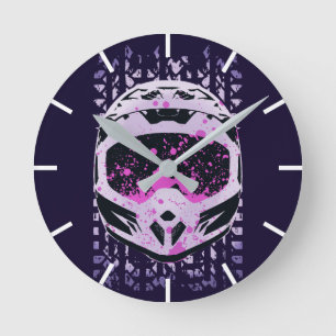 Graphic Dirt Bike Helmet Round Clock