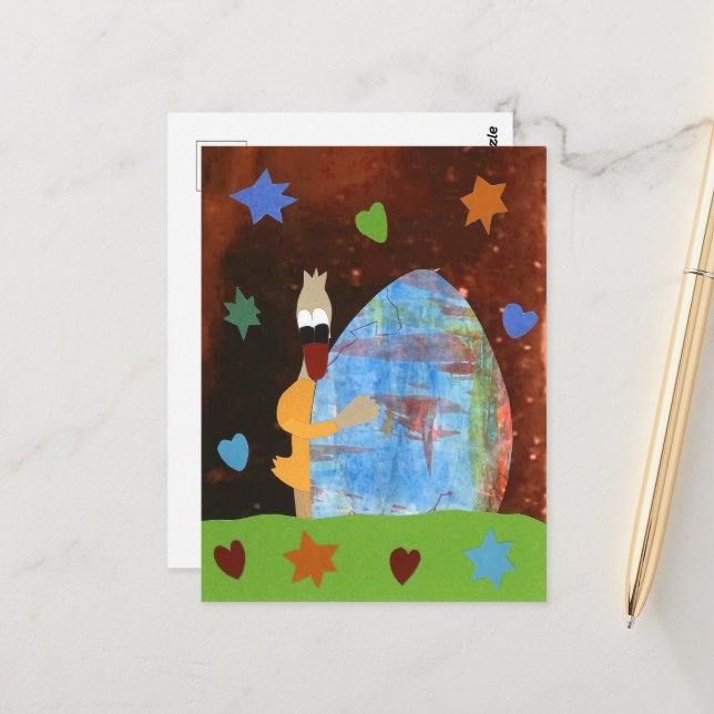 Graphic duck with design egg wish you a happy East Postcard (Front/Back In Situ)