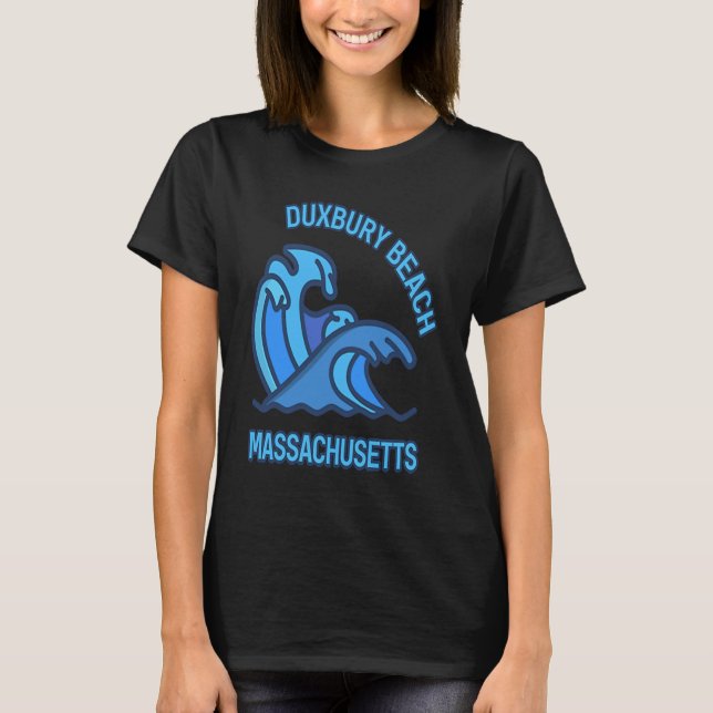 Graphic Duxbury Beach Massachusetts Pocket Wave So T-Shirt (Front)