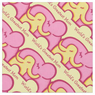 Graphic elephant hug mum personalised pattern fabric