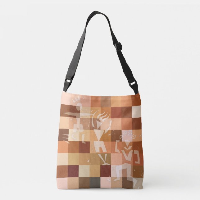 Graphic figures on colour blocks crossbody bag (Back)