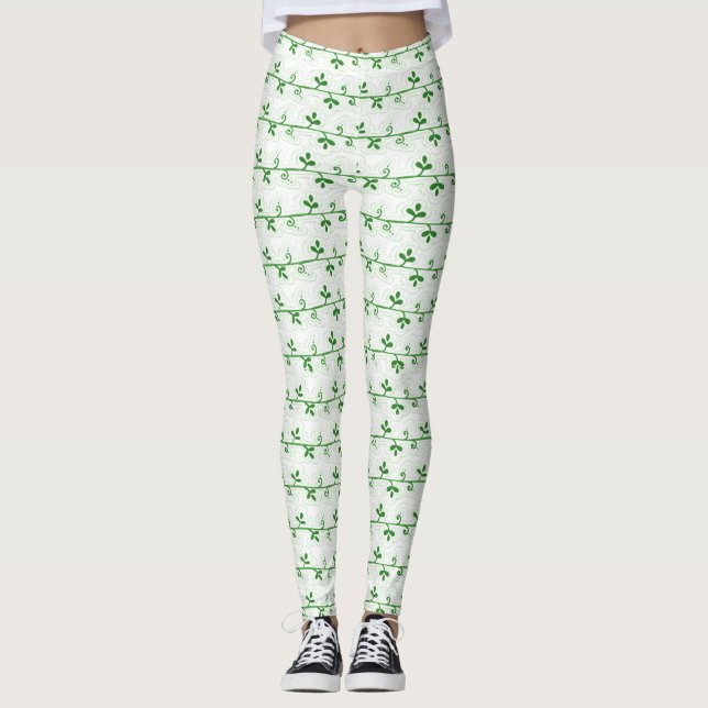 Graphic Floral Seamless Pattern Leggings (Front)