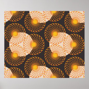 graphic floral tracery grid seamless pattern in go poster