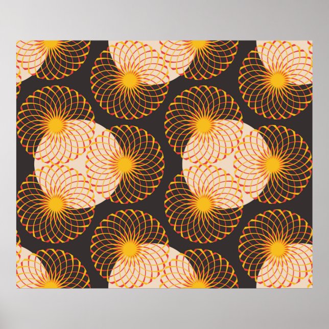 graphic floral tracery grid seamless pattern in go poster (Front)