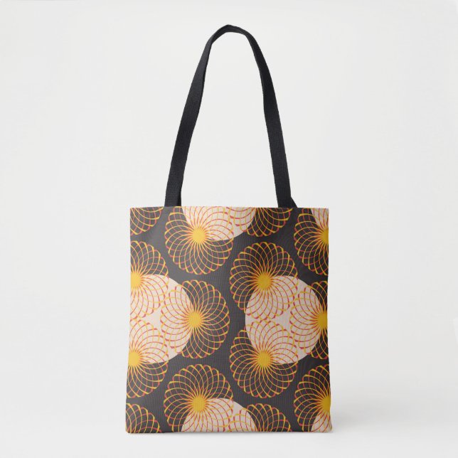 graphic floral tracery grid seamless pattern in go tote bag (Front)
