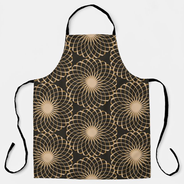 graphic floral tracery grid seamless pattern in iv apron (Front)