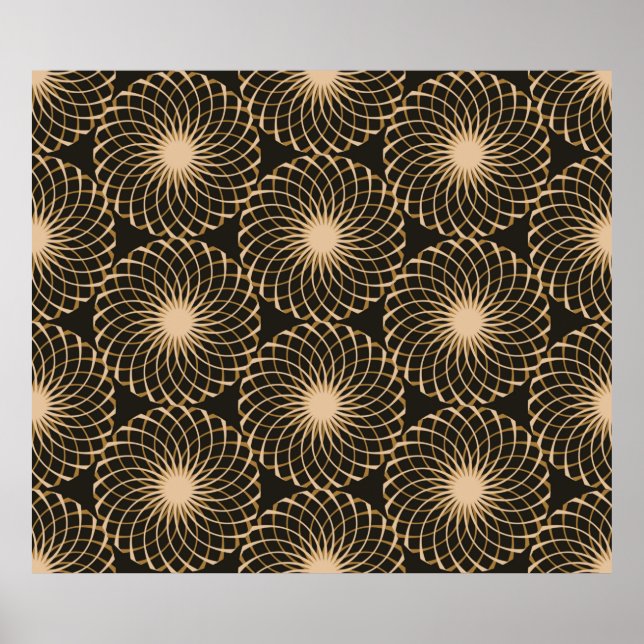 graphic floral tracery grid seamless pattern in iv poster (Front)