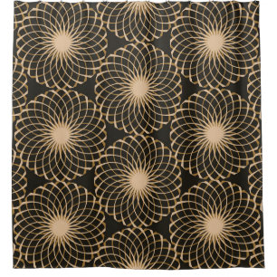 graphic floral tracery grid seamless pattern in iv shower curtain