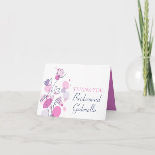 Graphic floral wedding bridesmaid thank you card